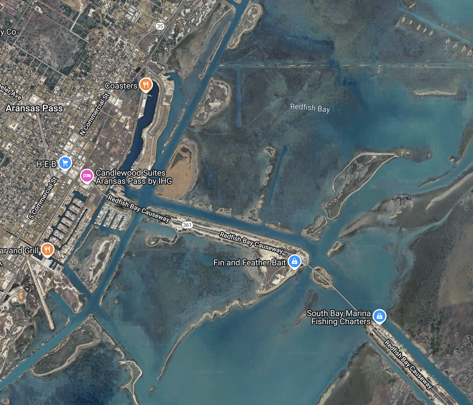 Aransas Pass / Redfish Bay fishing areas map