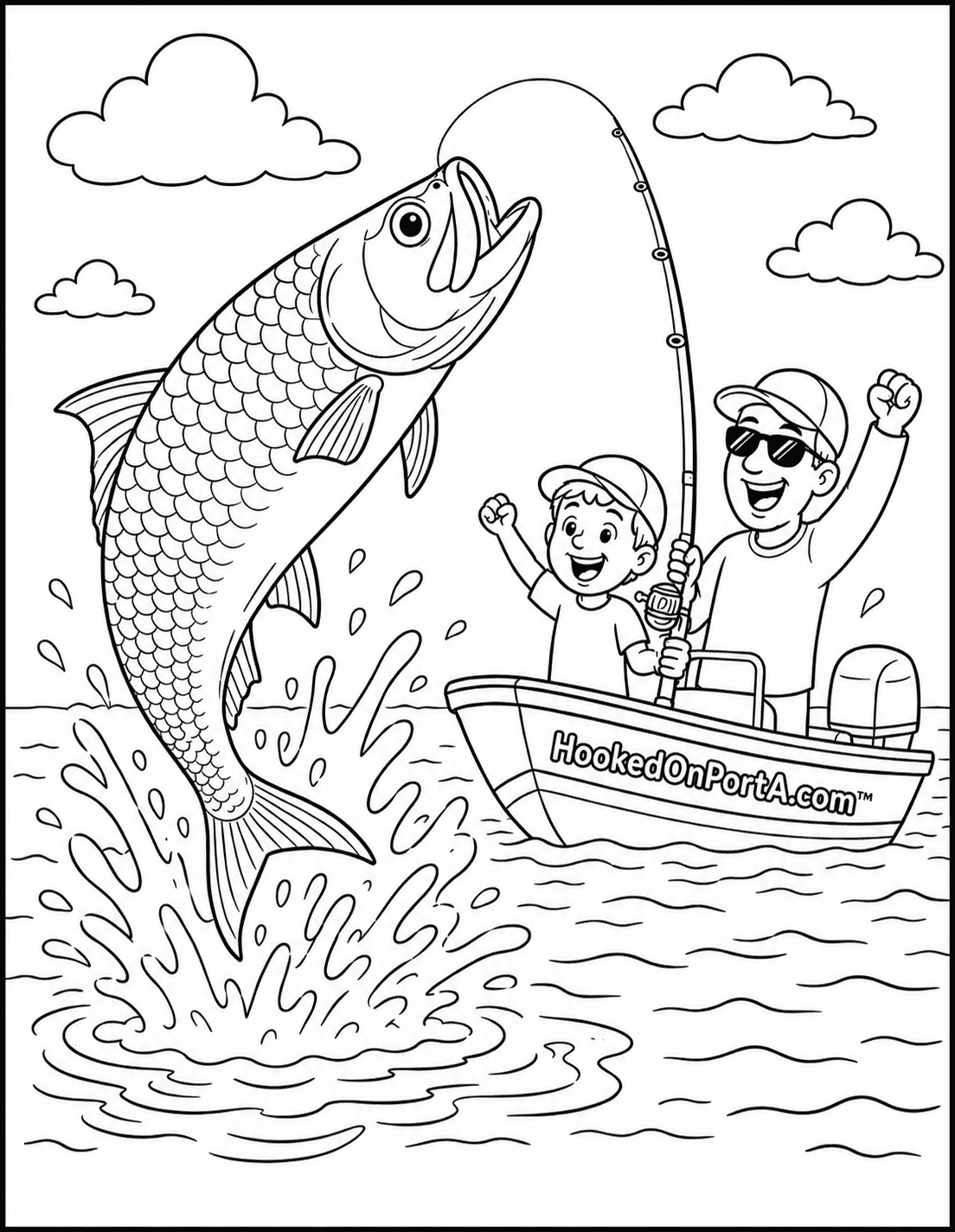 Billy and Dad in a boat